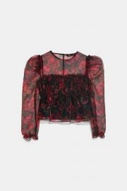 PRINTED ORGANZA BLOUSE at Zara